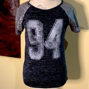 Grey Shirt with sequins sleeves